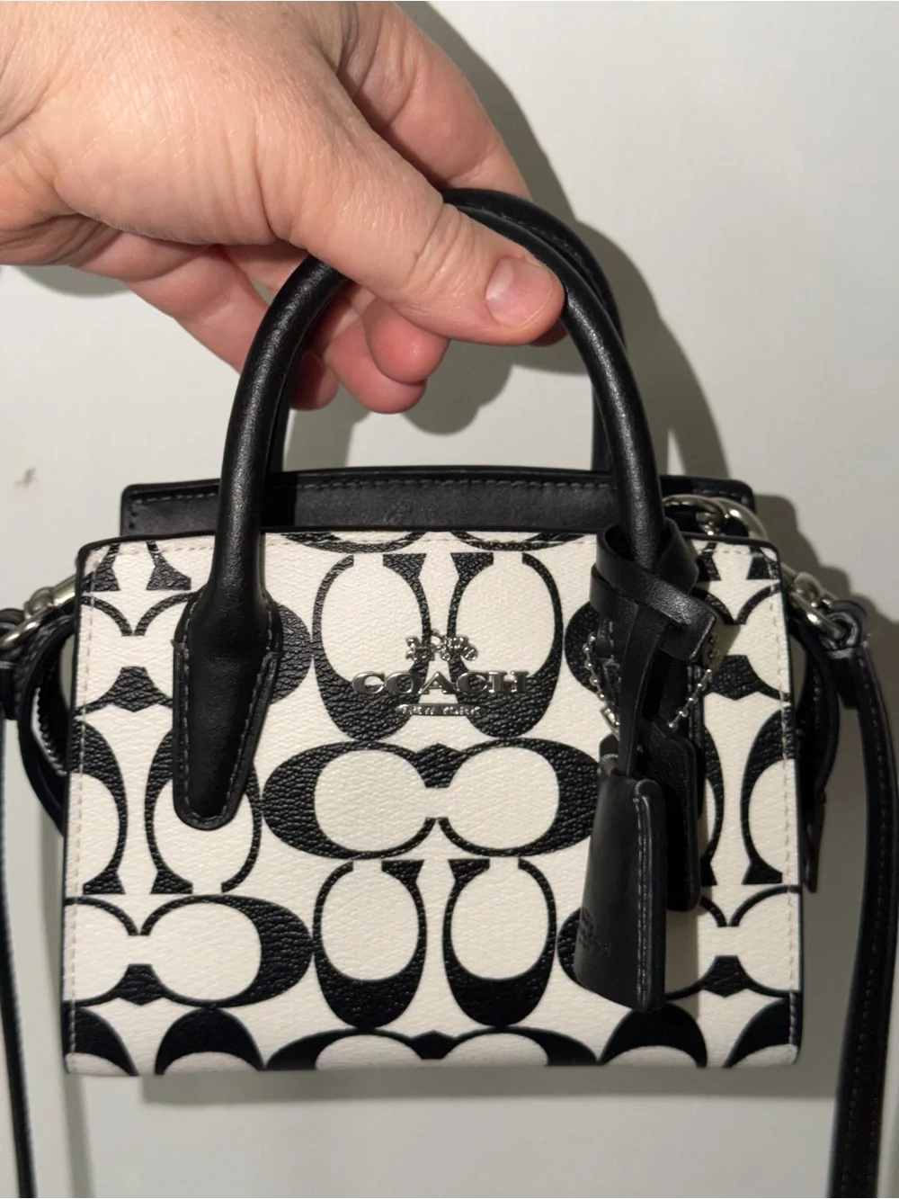 Coach Black & White Andrea Signature Canvas Mini Carryall